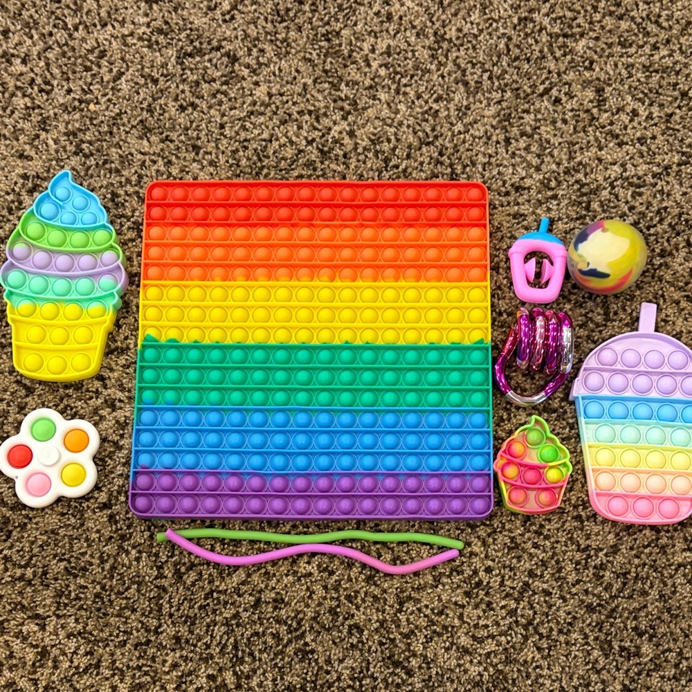 Rainbow Silicone Pop-It Fidget Toy Set for Kids